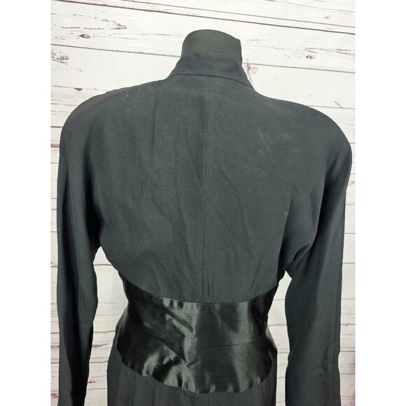 Vintage Cachet Bari Protas Black Dress Beaded Waist Womens Sz M Long Sleeve Gown - Picture 11 of 16